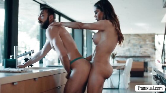 New stepson gets his ass bareback fuck by his TS stepmother