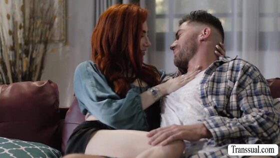 Slut redhead shemale lets her new boyfriend bang her wet ass