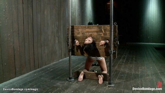 Bound little Asian anal hooked