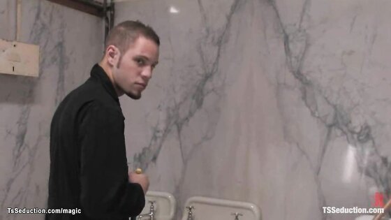 Shemale fuck cleaning man in toilet