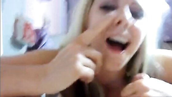 Laughing German blonde blowjob cumshot 3